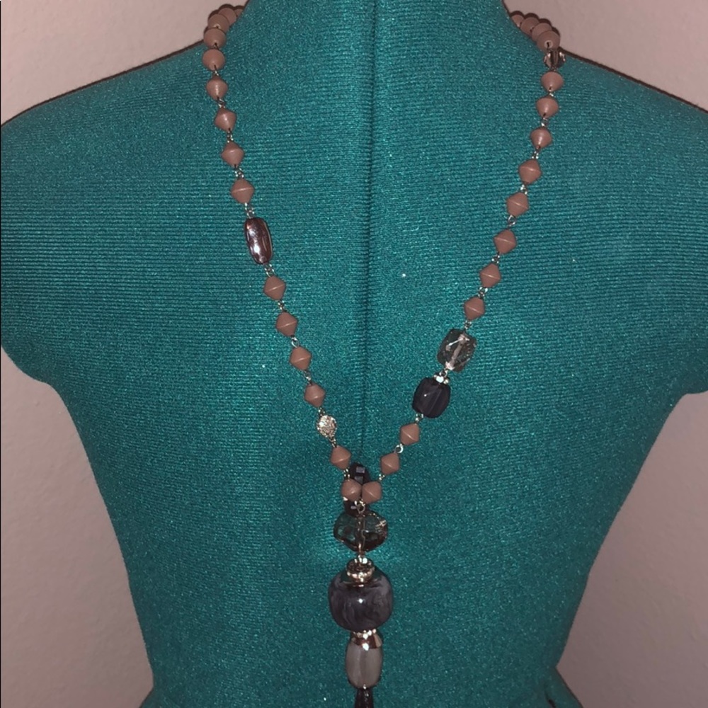 Grey and silver long necklace